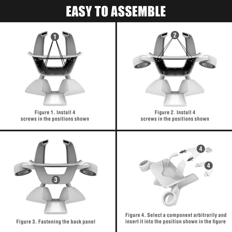 Dollox VR Stand, VR Headset Stand VR Display Holder Storage Virtual Reality Headset Desktop Display Stand for Oculus Quest 2, Quest 3/3s, Rift, Rift S, Valve Index Headsets & Touch Controllers - Image 4